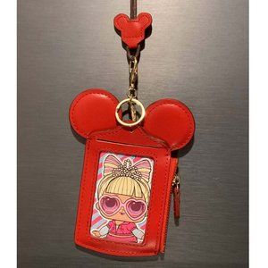 Mickey Ear ID Card Holder & Lanyard Red